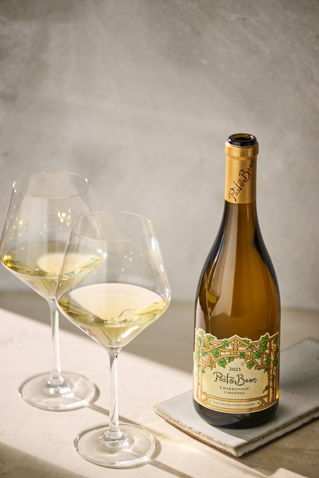 Post and Beam chardonnay still life from the Far Niente family of wineries