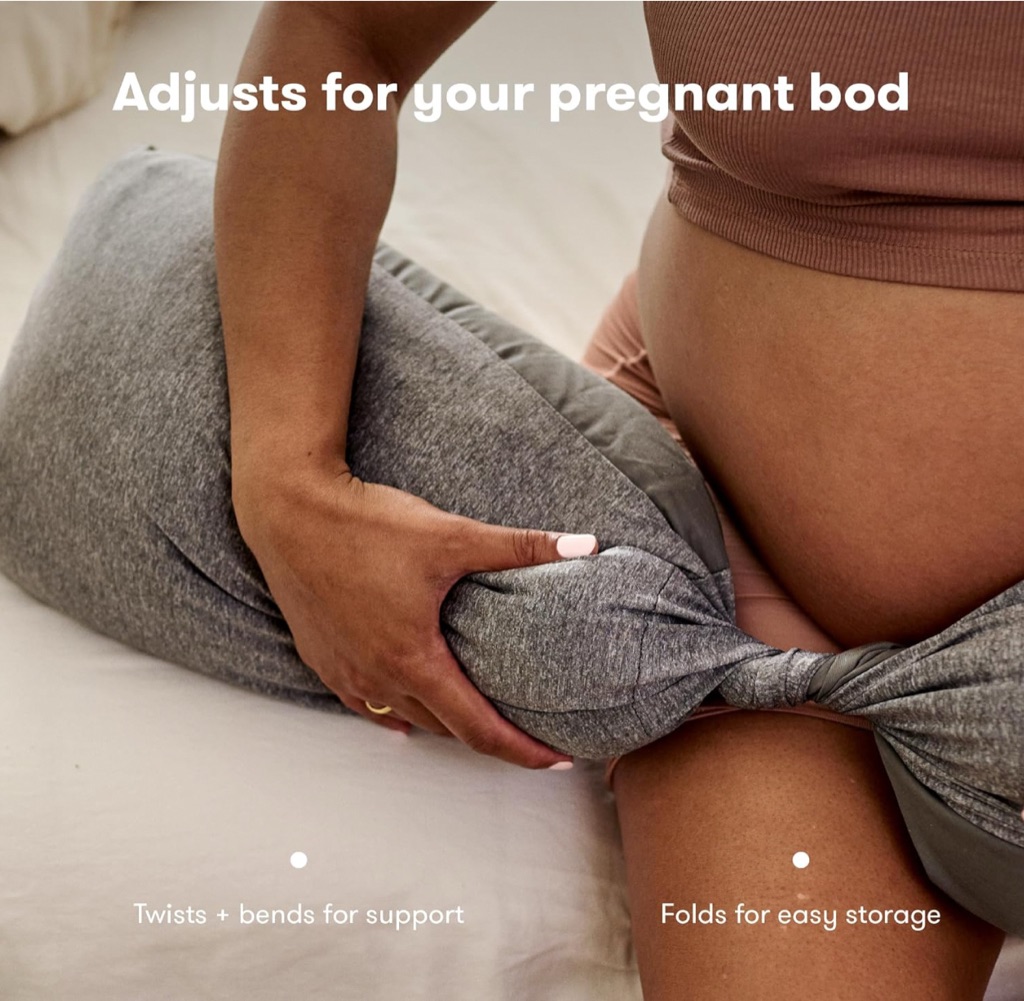 Frida Mom adjustable pregnancy pillow digital ad with a mother twisting the pillow to fit